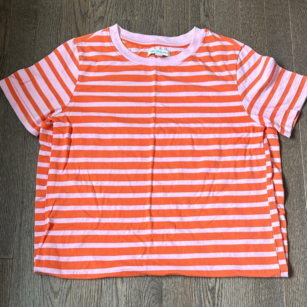 Striped Orange and Pink Midi Dress